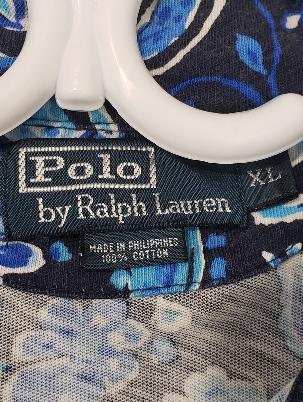 Polo Ralph Lauren Blue Vintage Paisley All-Over Print Mens Polo Shirt Size XL - Picture 8 of 9